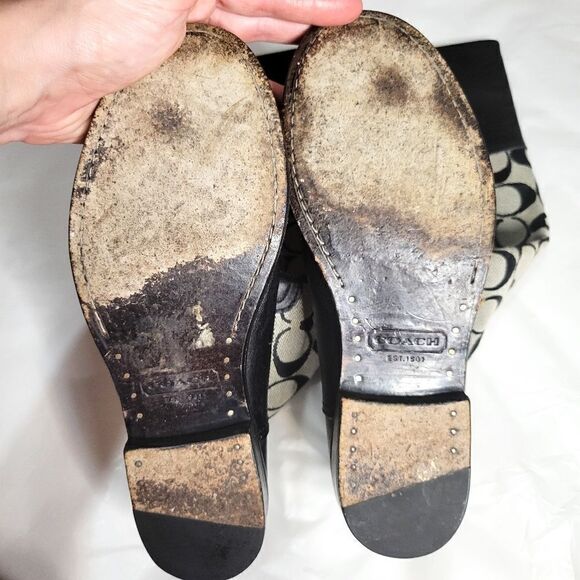 Coach Logo Chrissi Black Riding Boots - Picture 4 of 8